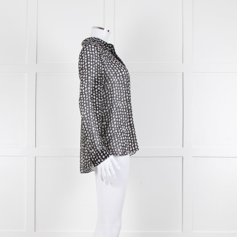 Armani Collezioni Black White Print Button Front Long Sleeve Shirt