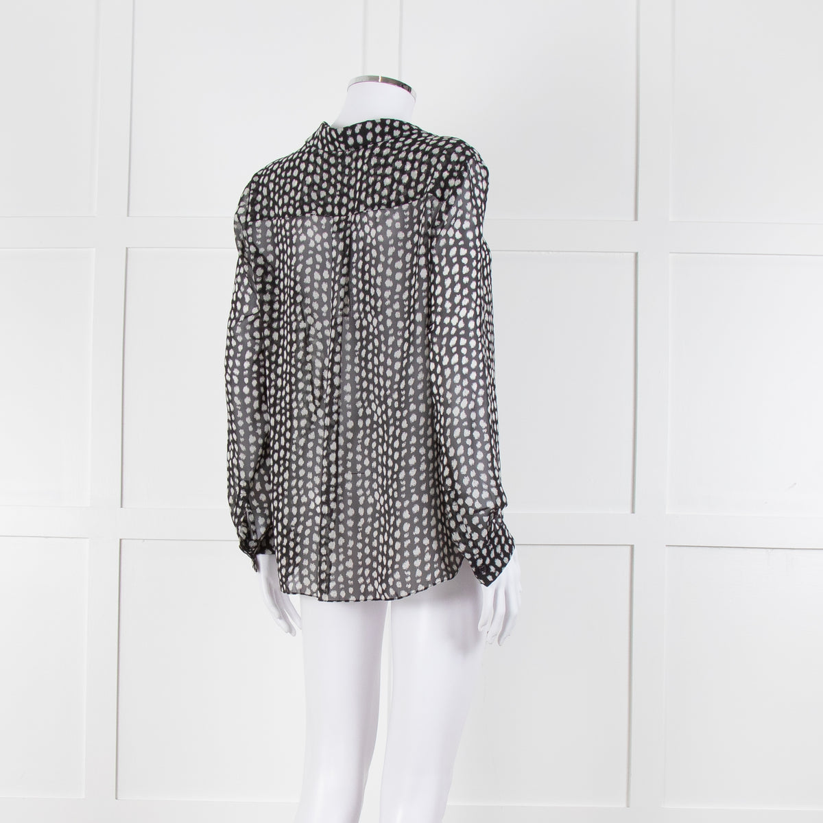 Armani Collezioni Black White Print Button Front Long Sleeve Shirt