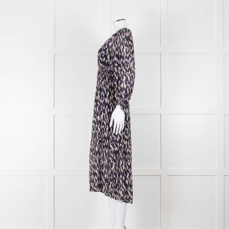 Velvet By Graham & Spencer Navy Cream V-Neck Midi Dress