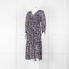 Velvet By Graham & Spencer Navy Cream V-Neck Midi Dress