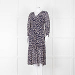 Velvet By Graham & Spencer Navy Cream V-Neck Midi Dress