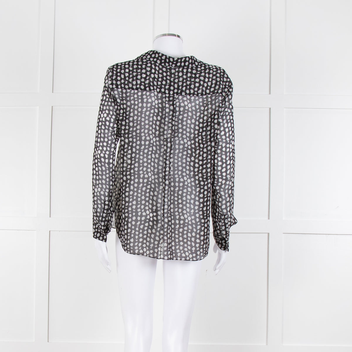 Armani Collezioni Black White Print Button Front Long Sleeve Shirt