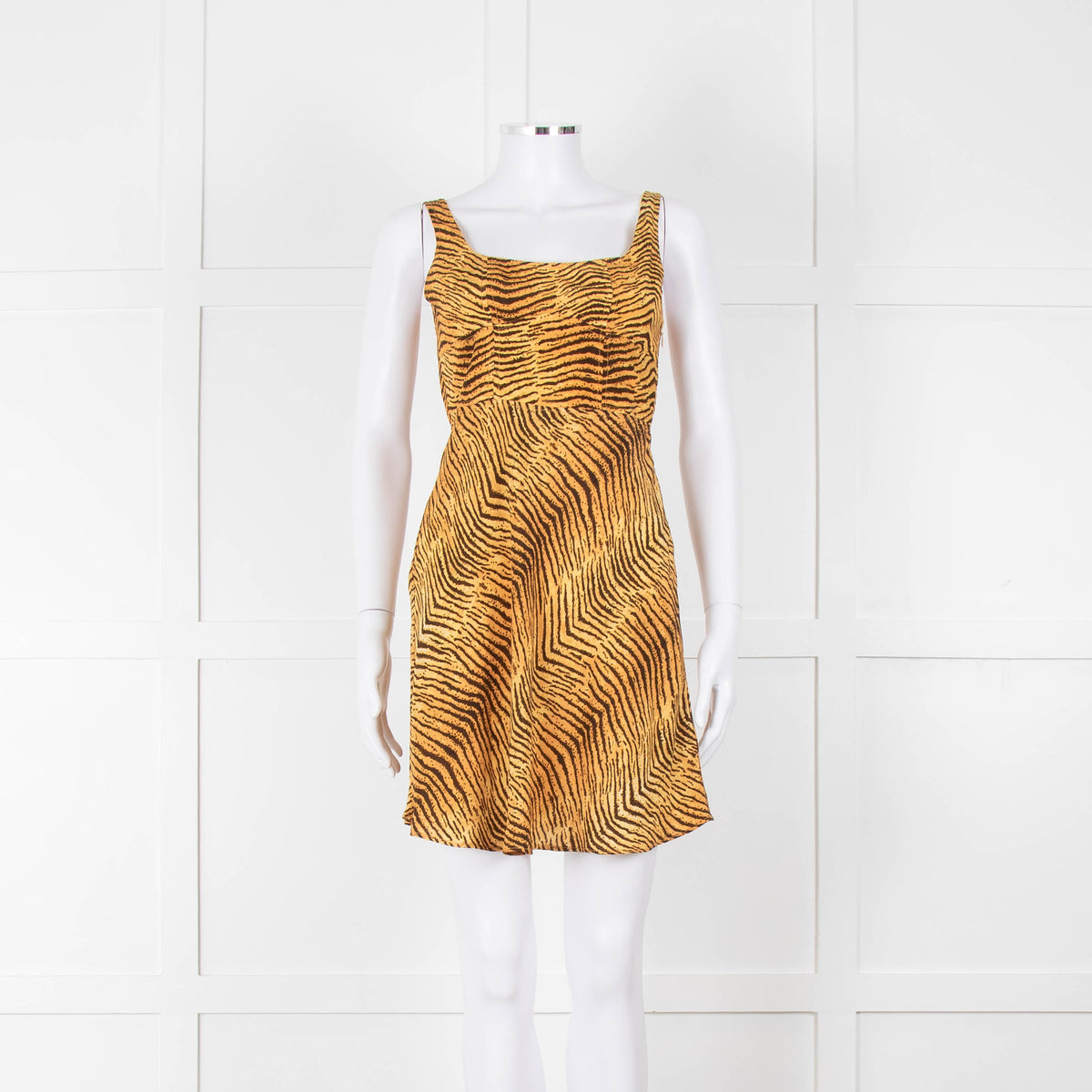 Rixo Tan Brown Animal Print Sleeveless Mini Dress