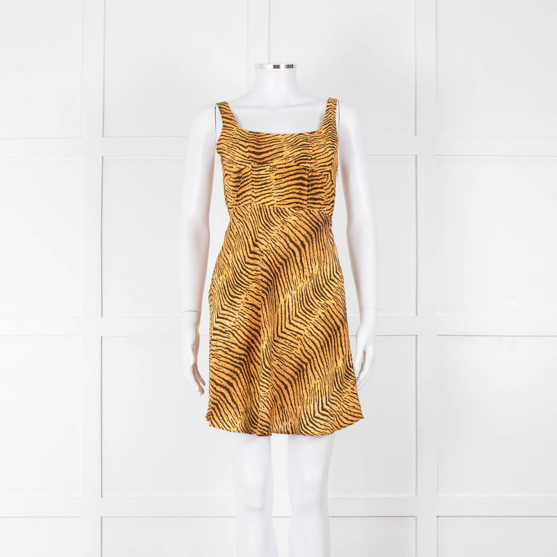 Rixo Tan Brown Animal Print Sleeveless Mini Dress