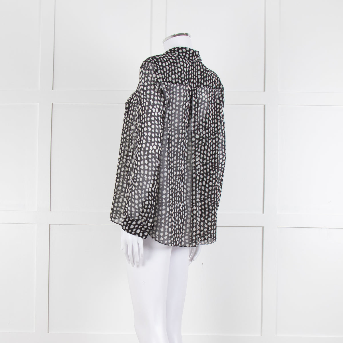 Armani Collezioni Black White Print Button Front Long Sleeve Shirt