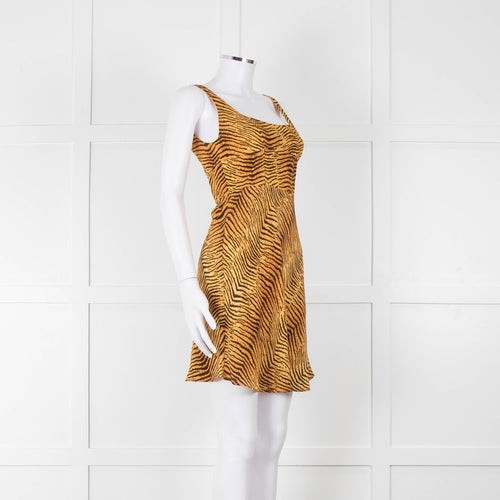 Rixo Tan Brown Animal Print Sleeveless Mini Dress