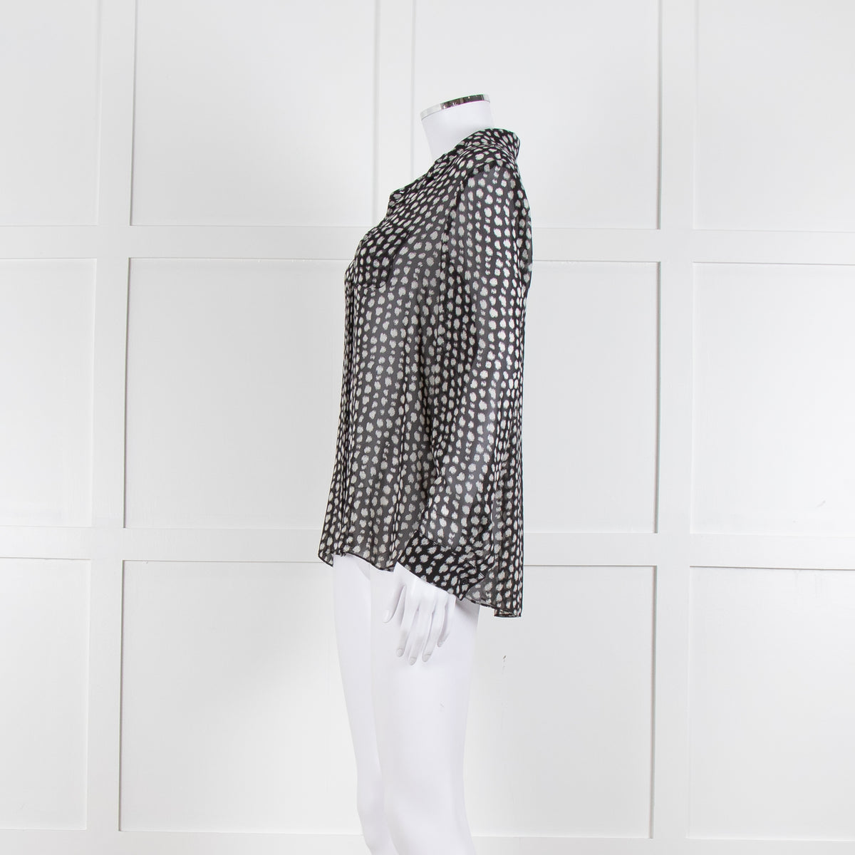 Armani Collezioni Black White Print Button Front Long Sleeve Shirt