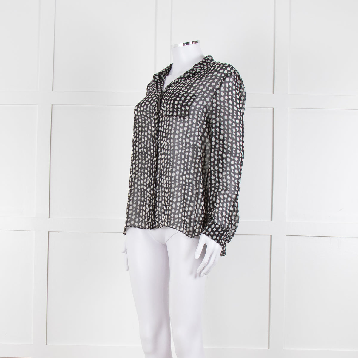 Armani Collezioni Black White Print Button Front Long Sleeve Shirt