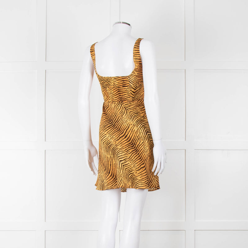 Rixo Tan Brown Animal Print Sleeveless Mini Dress