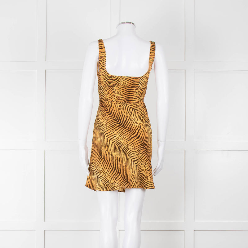 Rixo Tan Brown Animal Print Sleeveless Mini Dress