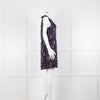 Rebecca Taylor Navy Pink Floral Frill Trim Sleeveless Mini Dress