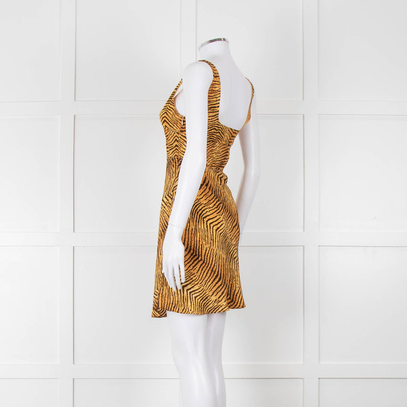 Rixo Tan Brown Animal Print Sleeveless Mini Dress