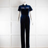 Peachy Den Navy Kernel Velvet Stretch Jumpsuit