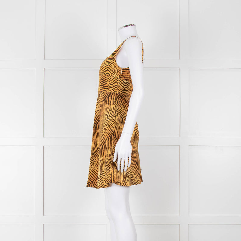 Rixo Tan Brown Animal Print Sleeveless Mini Dress