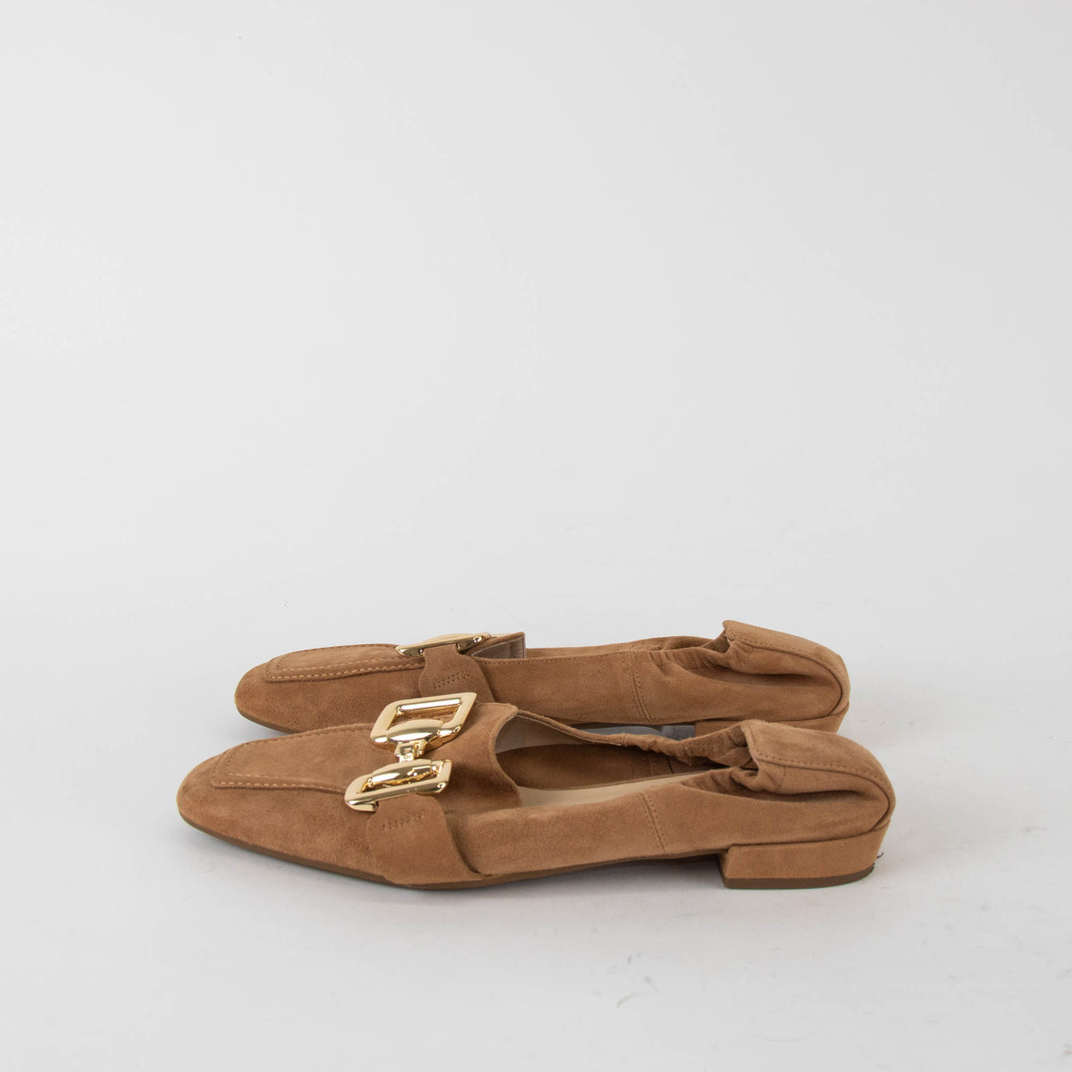 Hogl Brown Suede Amina Slipper With Gold Buckle