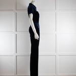 Peachy Den Navy Kernel Velvet Stretch Jumpsuit