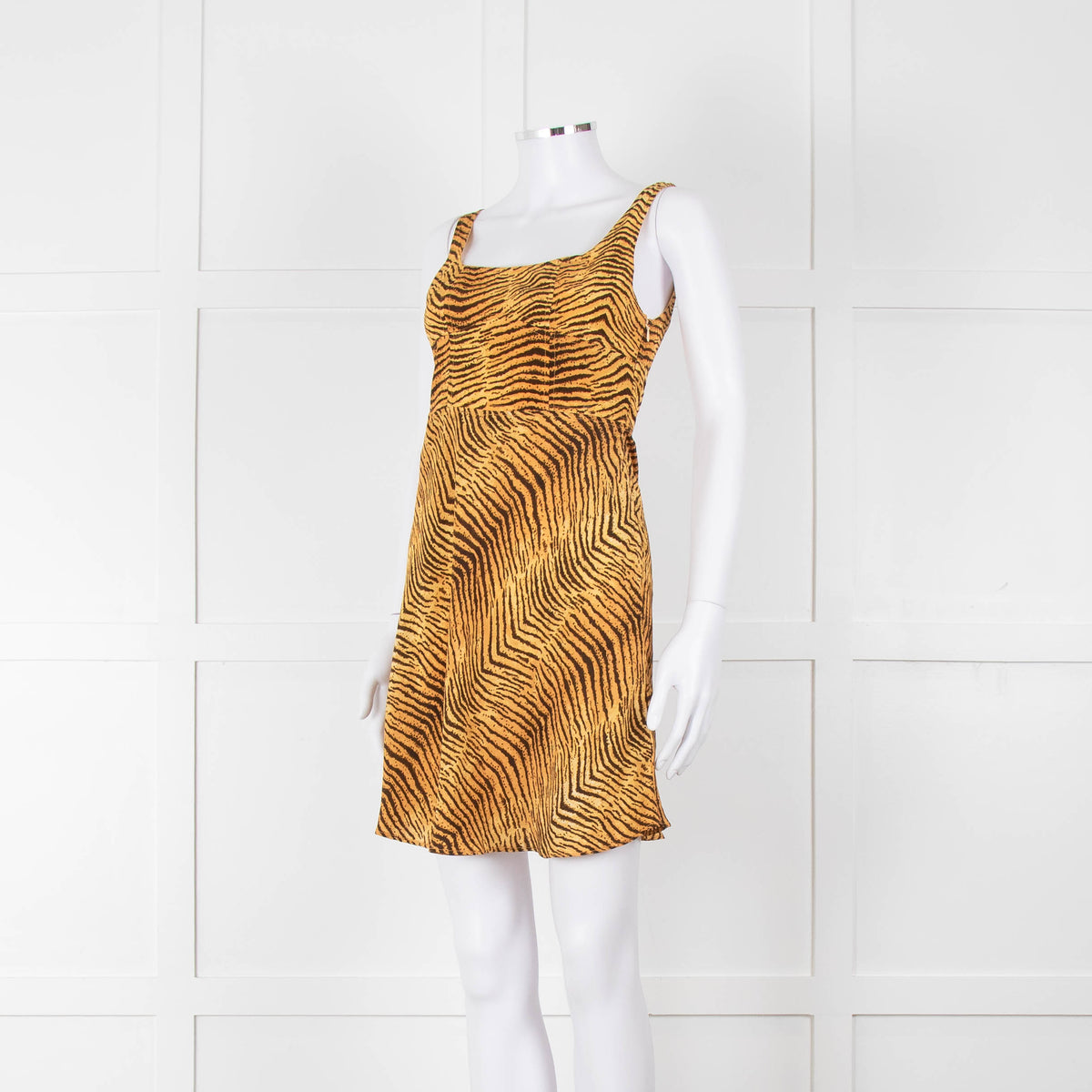 Rixo Tan Brown Animal Print Sleeveless Mini Dress