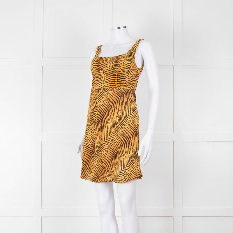 Rixo Tan Brown Animal Print Sleeveless Mini Dress