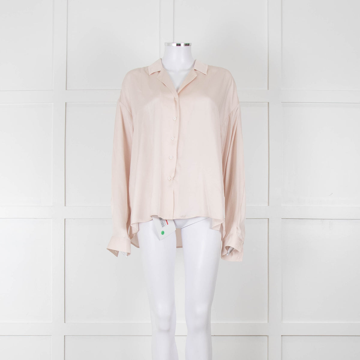 Iris & Ink Cream Satin Over Sized Pyjama Style Shirt