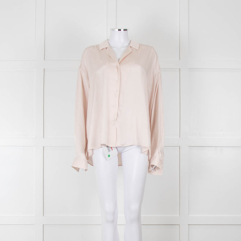 Iris & Ink Cream Satin Over Sized Pyjama Style Shirt