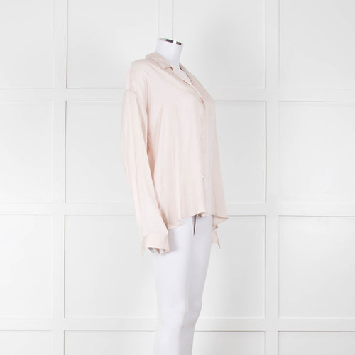 Iris & Ink Cream Satin Over Sized Pyjama Style Shirt