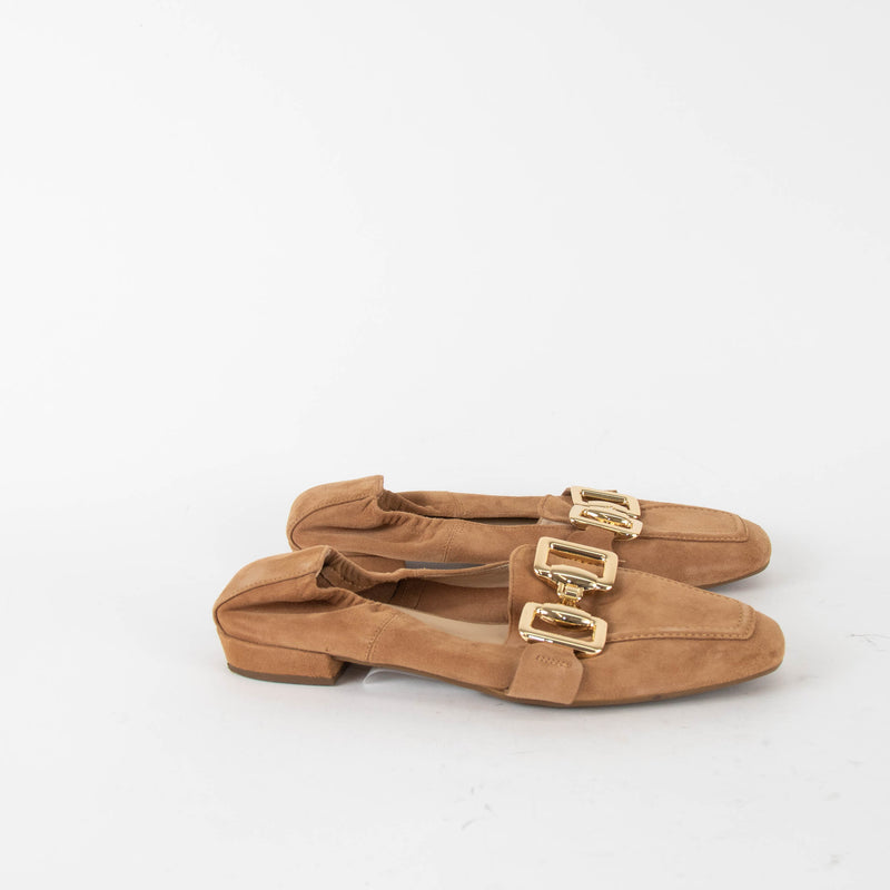 Hogl Brown Suede Amina Slipper With Gold Buckle