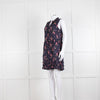 Rebecca Taylor Navy Pink Floral Frill Trim Sleeveless Mini Dress