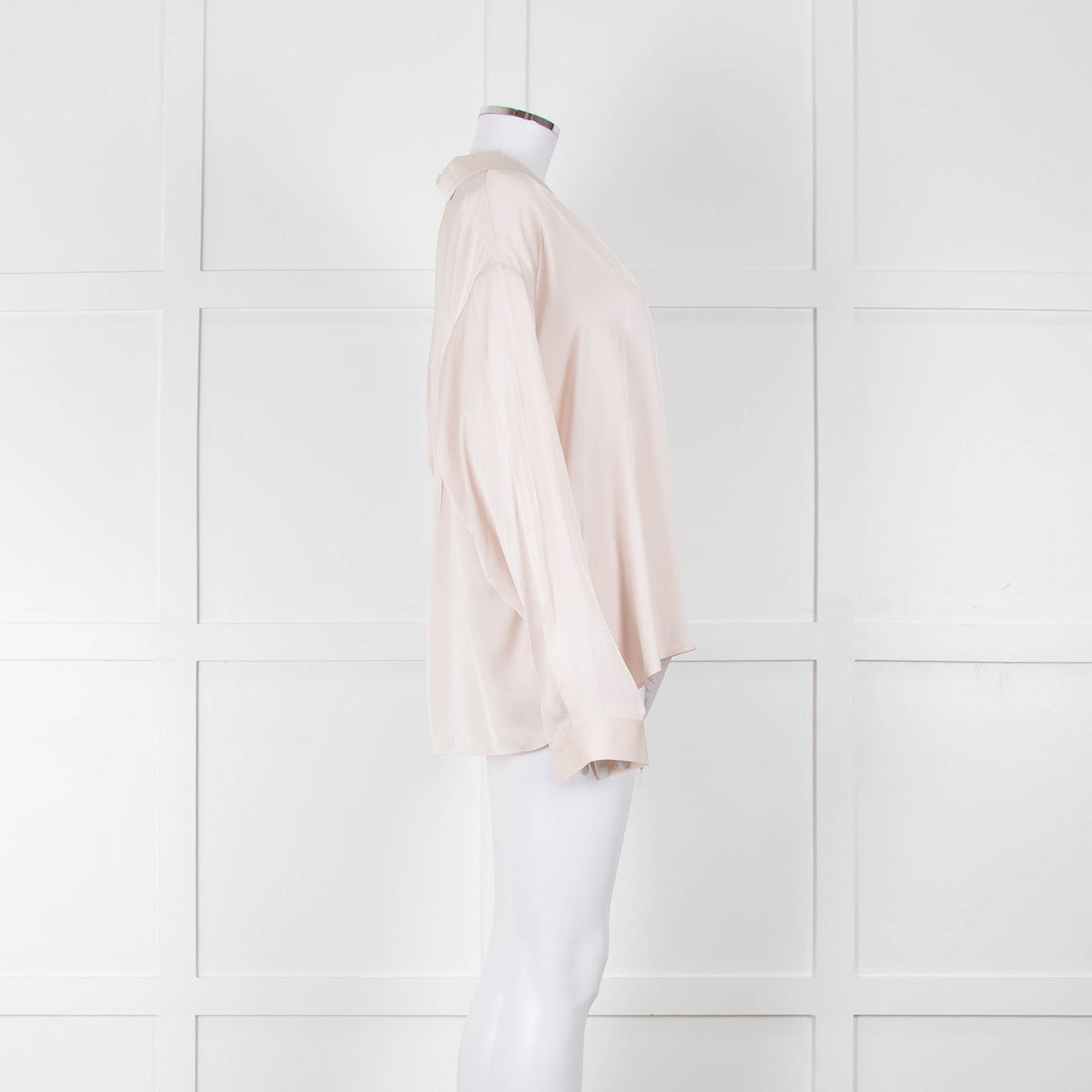 Iris & Ink Cream Satin Over Sized Pyjama Style Shirt