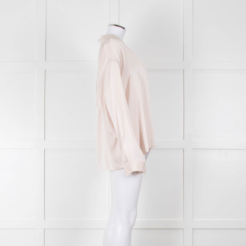 Iris & Ink Cream Satin Over Sized Pyjama Style Shirt