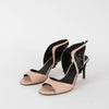 Greymer Black and Blush High Sandals With Black Fabric Detailing & Laces