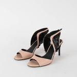 Greymer Black and Blush High Sandals With Black Fabric Detailing & Laces