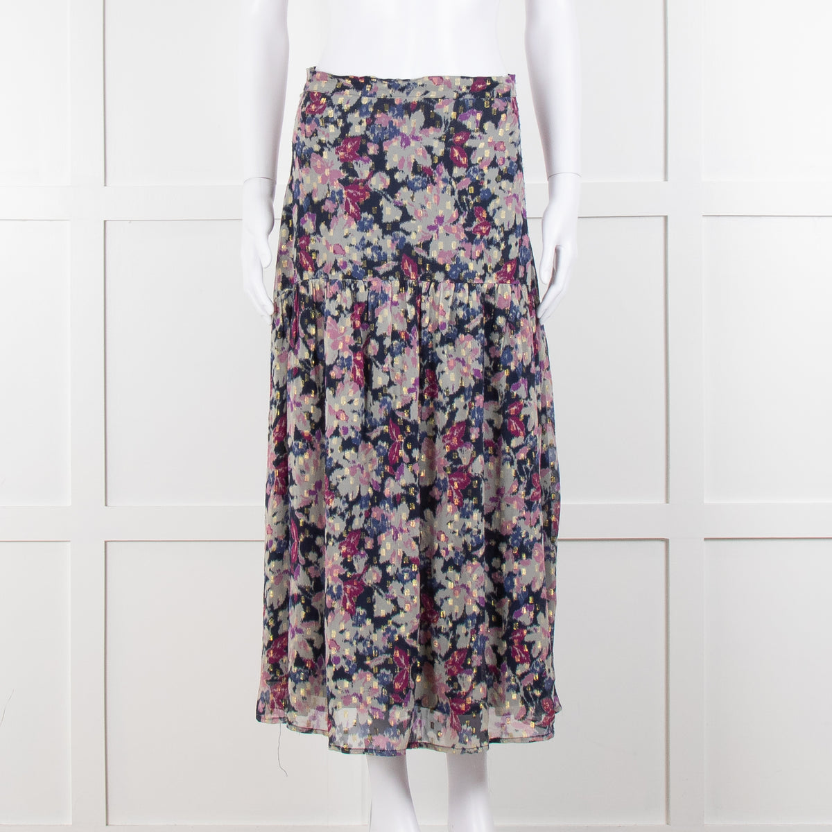 By Iris Blue Purple Gold Lurex Fleck Maxi Skirt