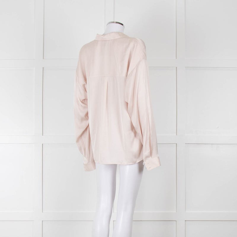 Iris & Ink Cream Satin Over Sized Pyjama Style Shirt