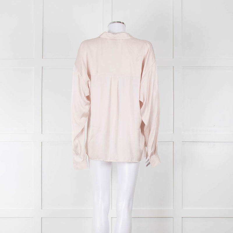 Iris & Ink Cream Satin Over Sized Pyjama Style Shirt