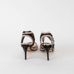 Greymer Black and Blush High Sandals With Black Fabric Detailing & Laces