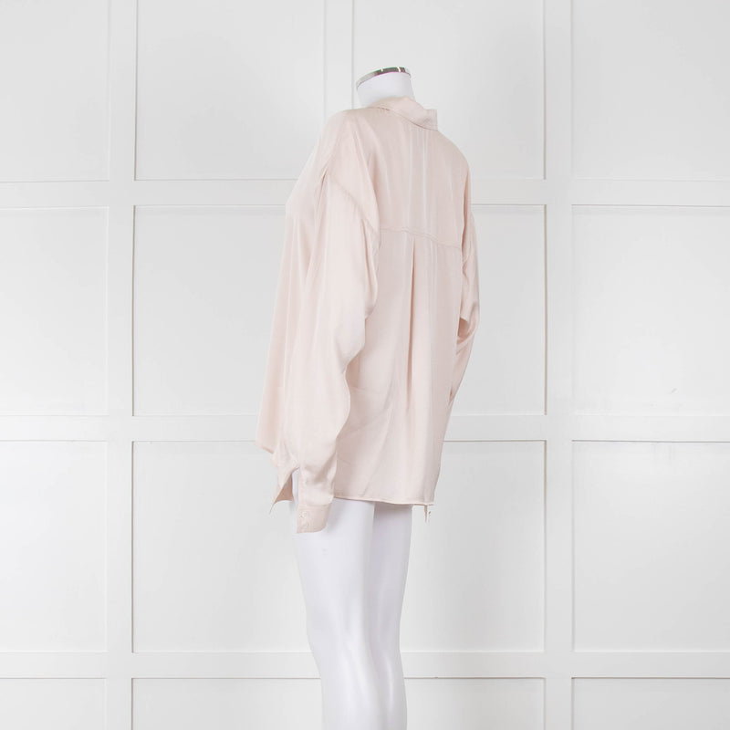 Iris & Ink Cream Satin Over Sized Pyjama Style Shirt