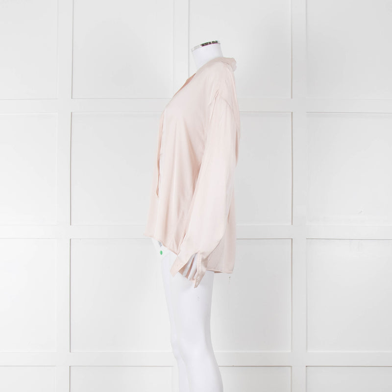 Iris & Ink Cream Satin Over Sized Pyjama Style Shirt