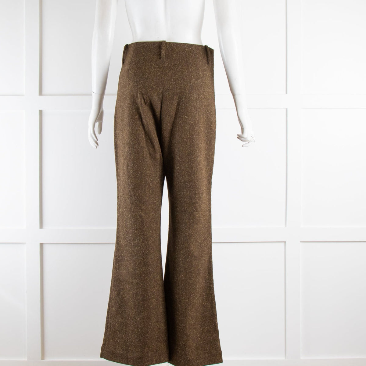 Doen Khaki Tweed Trousers Front Pockets