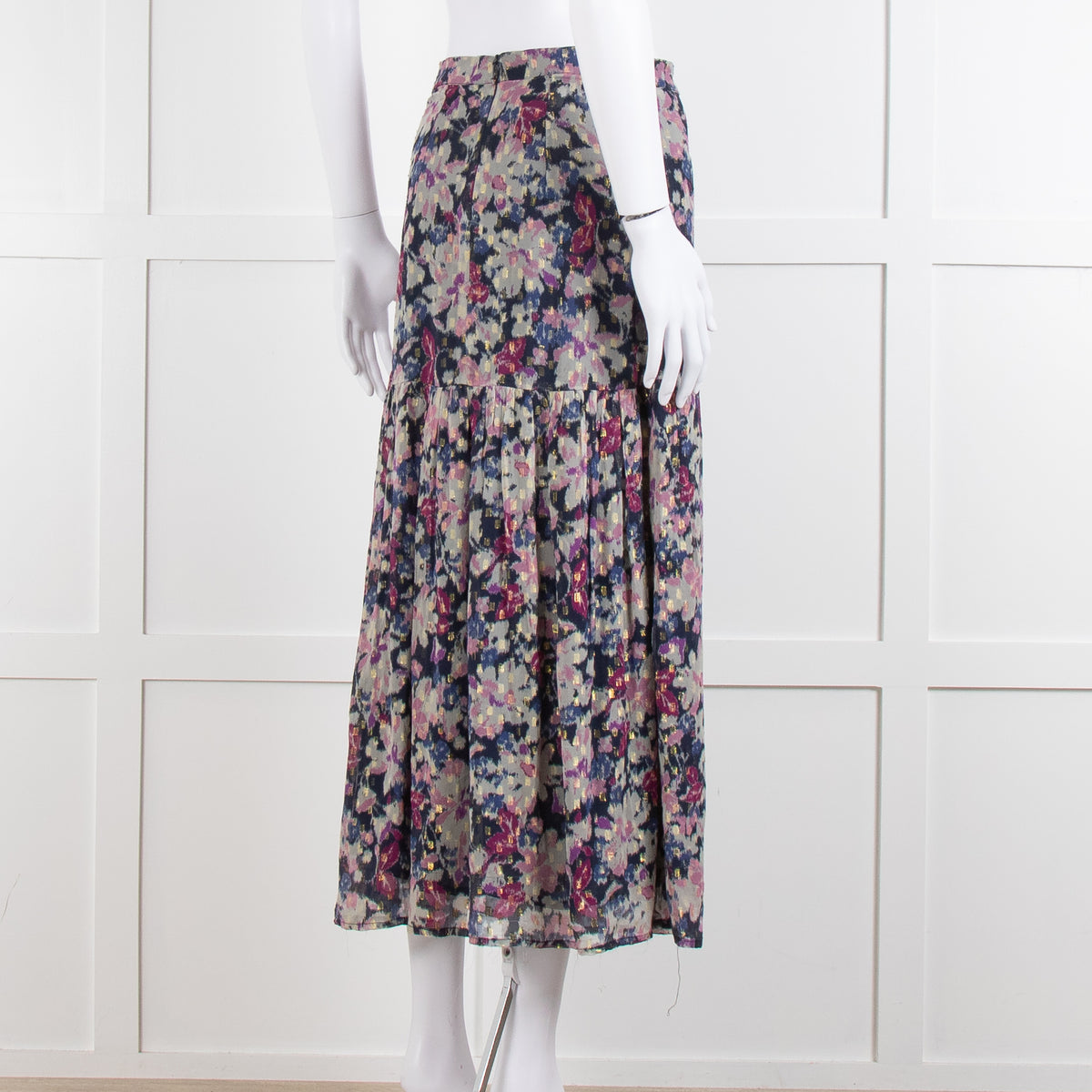 By Iris Blue Purple Gold Lurex Fleck Maxi Skirt