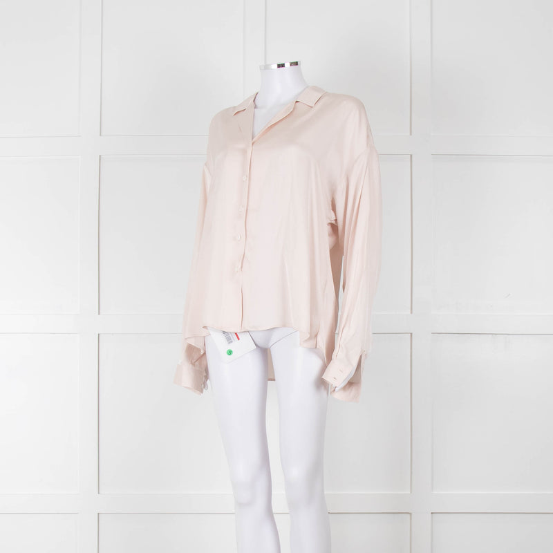 Iris & Ink Cream Satin Over Sized Pyjama Style Shirt