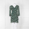 Ba&sh Cream Green Paisley Ruched Front Mini Dress
