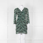 Ba&sh Cream Green Paisley Ruched Front Mini Dress
