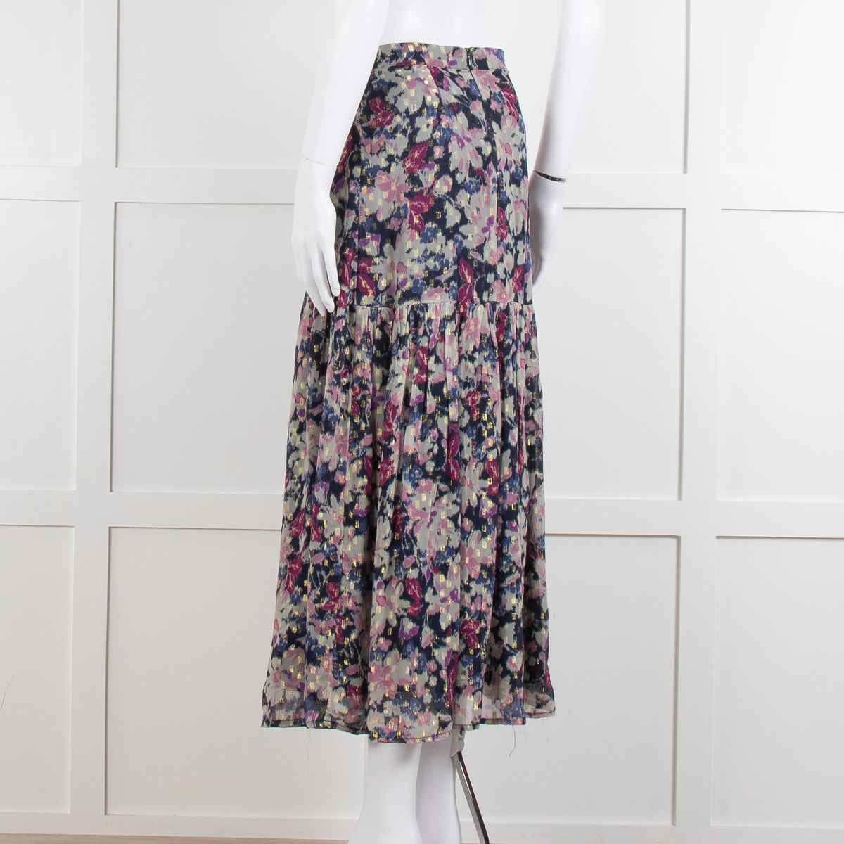 By Iris Blue Purple Gold Lurex Fleck Maxi Skirt