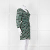 Ba&sh Cream Green Paisley Ruched Front Mini Dress