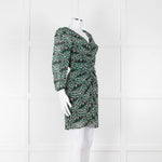 Ba&sh Cream Green Paisley Ruched Front Mini Dress