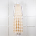 Red Valentino Cream Crepe And Lace Tiered Dress With Slip