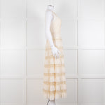 Red Valentino Cream Crepe And Lace Tiered Dress With Slip