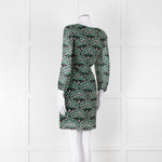 Ba&sh Cream Green Paisley Ruched Front Mini Dress