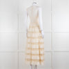 Red Valentino Cream Crepe And Lace Tiered Dress With Slip