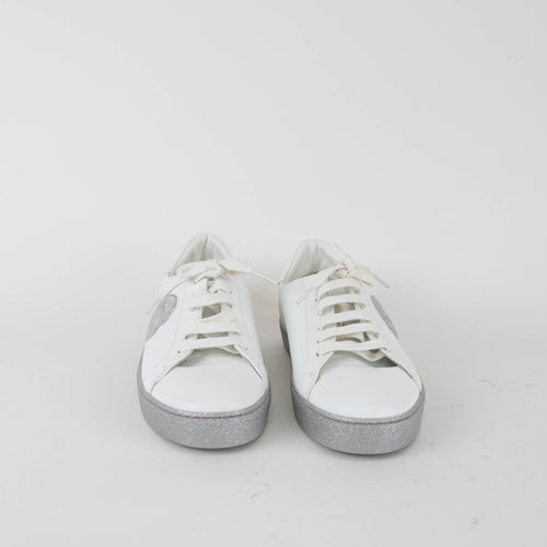 Anya Hindmarch White Trainers with Glitter Soles and Winky Face Motif